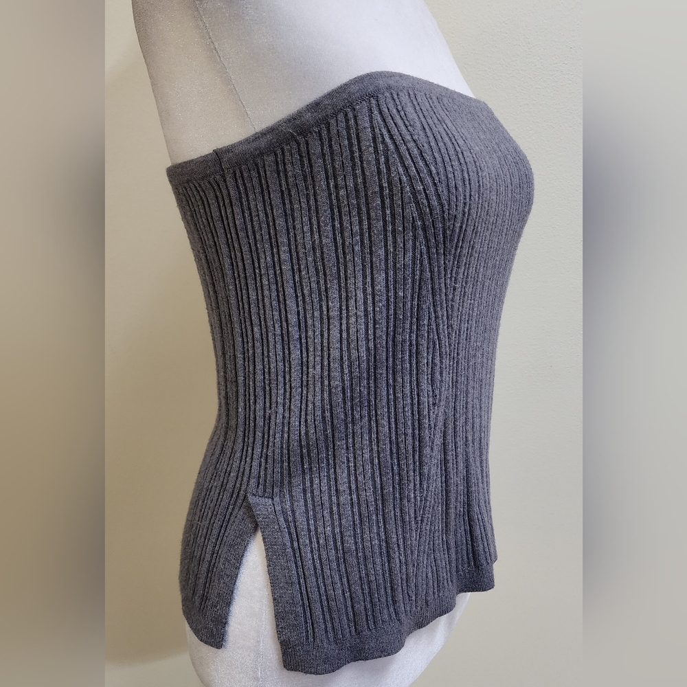 Gray Ribbed Knit Stretchy Tube Top Women's Size L